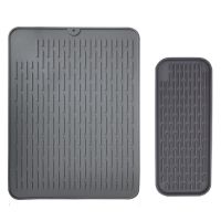 2 Pcs / Set Silicone Dish Drying Mat Heat-Resistant and Non- Silicone Mat Silicone Drying Mat for Kitchen, Cutlery