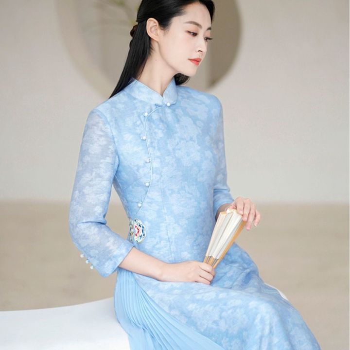 ปรับปรุงชุดกี่เพ้าจีน-ao-dai-ยาวย้อนยุคที่สง่างามชุดหญิง2022