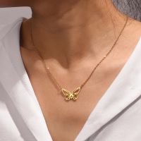 Stainless Steel Necklaces Line Butterfly Insect Pendant Chain Collar Fashion Necklace For Women Jewelry Party Friends Gifts 1Pcs