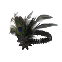 【hot】✆∏✇  Ladies Elastic Feather Headband Flapper 20s Hair Accessories Beaded Wedding Headpiece
