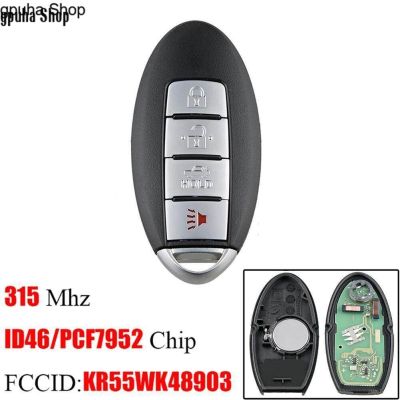 gpuha Shop สมาร์ท 315 MHz กุญแจรีโมทสำหรับ Nissan KR55WK48903 ชิปส่งผ่านสัญญาณ PCF7952 4 ปุ่มสำหรับนิสสันอัลติมาแม็กซิมา Murano