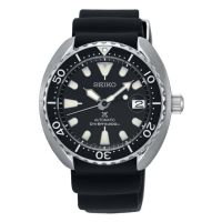 Karnvera Shop นาฬิกาข้อมือผู้ชาย Seiko Mens 42mm Black Silicone Band Steel Case Automatic Analog Watch SRPC37J1 (Made in Japan)