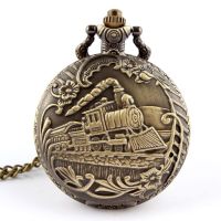【Hot Sale】 Manufacturers wholesale foreign trade train large pocket watch necklace quartz men and women hanging chain one drop