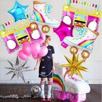 4D Disco ฟอยล์บอลลูน Inflatable Rock วิทยุ Roller Skate 80S 90S Music Party ตกแต่ง Hip Hop วันเกิด Party Decors