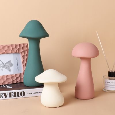 Nordic Mushroom Ornaments Desktop Figurines Decoration Modern Simple Home Office Soft Decorations Ceramic Crafts Gift