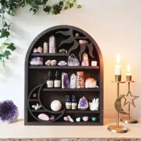 Art Essential Oil Display Rack Boho Hanging Decor Gothic Decoration Wall Stand Mounted Organizer Shelf For Wall Decor