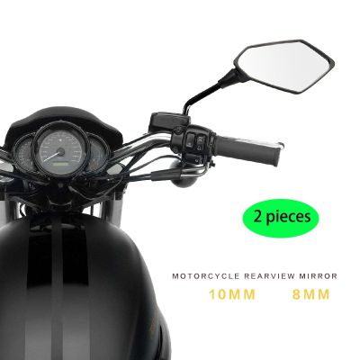 “：{}” Fashion Classic Oval Custom Classic Side Motorcycle Mirror Screw Glass Rear View Moto Handlebar Mirrors Black 1 Pair 10Mm 8Mm