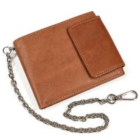 【CC】 Mens Wallet Security with ID Window and Credit Card Pockets Leather Zip Crop Chain Anti-theft