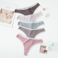 《Be love shop》New Simple Lace Cotton Women  39;s Underwear Sexy String Seamless Panties Thong Solid Low Waist Girls Briefs Soft Casual Lingerie