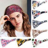 Xinyi3 1PC กีฬา Head Wrap โยคะ Hairband แถบคาดศีรษะยืดยืดหยุ่นวิ่งผ้าโพกหัวกว้างผู้หญิงพิมพ์โบฮีเมียน