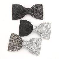 ผู้ชายหรูหรา Bow Tie Cravat Alloy Bling เรซิ่น Rhinestone ริบบิ้นหัวเข็มขัดสร้อยคอเนคไท Guy งานแต่งงานจัดเลี้ยง Party Chic Bowtie