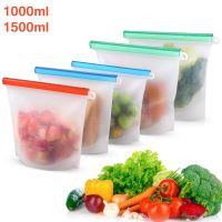 【DT】 hot  Ziplock Bag Silicone Reusable Fresh-Keeping Household Storage 1500ml 1000ml Food Resealable Refrigerator Vacuum Sealed Bag