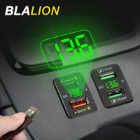 BLALION ที่ชาร์จโทรศัพท์ในรถยนต์ QC3.0 + ชนิด-C,จอแสดงแรงดันไฟฟ้าที่ชาร์จยูเอสบีคู่ชาร์จเร็วสุดในรถดัดแปลง