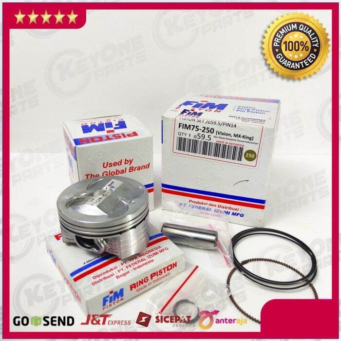 Piston KIT FIM 75 Yamaha Vixion R15 MX King Bore Up Ori Merek FIM