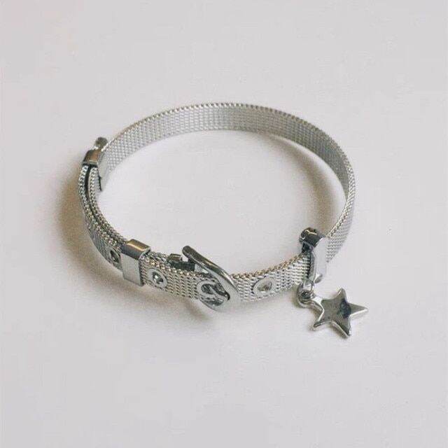 Y2K Harajuku Star Charms Titanium Steel Belt Bracelets Bangles for