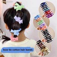 ♞⊙✠ 10/5PCS Bow-Knot Cotton-Blend Hair Scrunchy For Women Girls Elastic HairBands Seamless Link Rope Hair Accessories Hair Ties