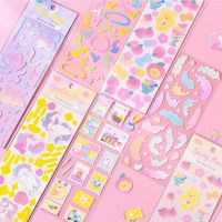 [ใหม่] MOHAMM 1แผ่นการ์ตูนที่มีสีสัน Angel Bear Glitter สติกเกอร์เลเซอร์ฟิล์มสำหรับ Scrapbooking ไดอารี่การ์ดทำ DIY อัลบั้มรูป