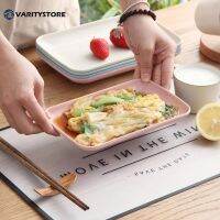 [Varitystore]Creative ฟางข้าวสาลีสี่เหลี่ยมผืนผ้าจานขนมซูชิพาสต้าจานจาน Healthy Tableware ครัวทำอาหาร Utensils