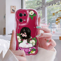 เคส Chenyyka สำหรับ OPPO Reno 7 4G Reno 8 4G F21 Pro F21s Pro Reno 4 Pro Reno 6เคสแฟชั่นลายดอกไม้สำหรับเด็กผู้หญิงดีไซน์ใหม่เนื้อครีมขอบเป็นคลื่นเคสโปร่งใสลายกล้องถ่ายรูปนิ่มเคสมือถือกันกระแทกแบบใสเรียบง่าย