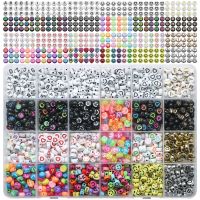 【CW】☑  100Pcs Mixed Beads Round 6mm Charms Loose Number Jewelry Making Accessories