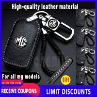 Cod high quality leather for MG key cover Remote key case with key holder fod Car Logo keychain Creative Alloy Metal ZS HS GS mg3 mg5 mg6 MG7