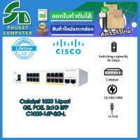 Cisco อุปกรณ์เน็ตเวิร์ค	C1000-16P-2G-L	SW	Catalyst 1000 16port GE, POE, 2x1G SFP