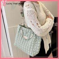 LUCKY HAIRACC ผ้าลายสก็อต กระเป๋านักช้อป hobos เบาะผ้าฝ้ายขนเป็ด เมฆจีบ กระเป๋า Crossbody แฟชั่นสำหรับผู้หญิง จุได้มาก กระเป๋าใต้วงแขนสะพายไหล่ ผู้หญิงผู้หญิงผู้หญิง