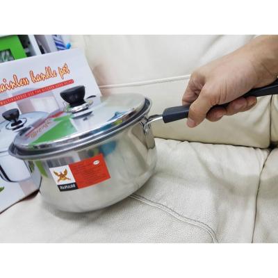 STAINLESS HANDLE POT TL-824 หม้อต้มอุ่นอาหารมีฝาปิด พร้อมหุจับ TAILONG   ขนาด 24 cm หูจับพลาสติกยาว 18 cm รุ่น TL-824