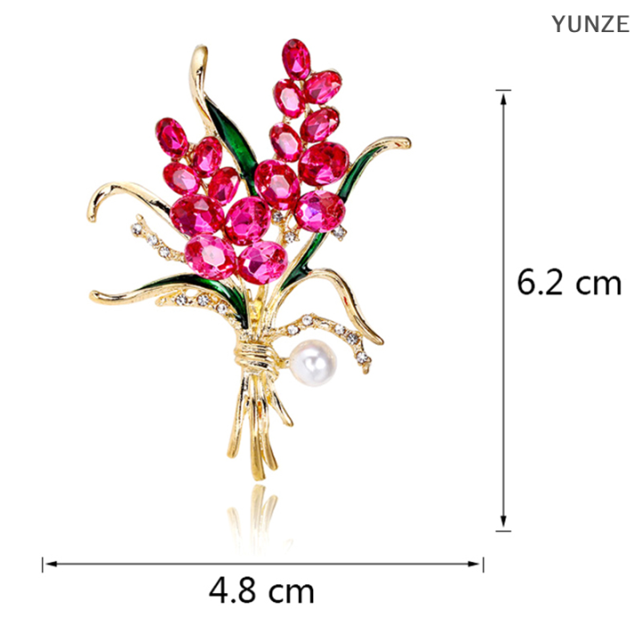 yunze-เข็มกลัดหูข้าวสาลีประดับพลอยเทียมแฟชั่นสำหรับผู้หญิงสำหรับงานปาร์ตี้เสื้อผ้าของขวัญเครื่องประดับอัญมณี