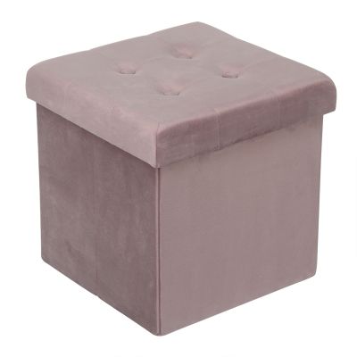 1PC Foldable Storage Ottoman Chair Stool Grey Upholstered Footstool Linen Dressing Table Stool Pouf Couch Stool Removable Cover