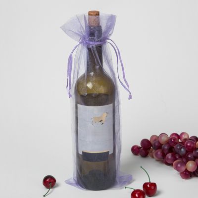 30pcs Drawstring Design Bottle Cover Wine Bag Home Transparent Gift Pouch Champagne Organza Wedding Fine Mesh Wrapping Elegant