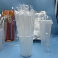 ♝ thick straw 23cm pearl coconut fruit milk tea juice transparent length 19cm plastic independent packaging