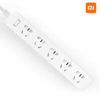 Xiaomi Power Stripพร้อมปลั๊กป้องกันไฟกระชาก5ช่องพอร์ตปลั๊กหัวแบนPowerPort Stripสายไฟแท่นชาร์จเดสก์ทอปสำหรับแล็ปท็อปคอมพิวเตอร์แล็ปท็อปHome Officeสีขาว220V