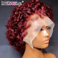 Short Wigs Human Hair Curly Human Hair Wigs 99j Cheap Pixie Cut Wig 13X1 Transparent Lace Wig Preplucked Hairline Wigs For Women [ Hot sell ] ea1voy