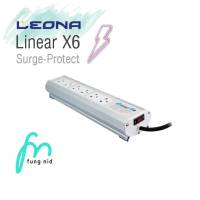 ปลั๊กไฟ Leona Linear X6 / 6 ช่อง 3 ขา พร้อม 1 สวิตซ์ / ความยาวของสายไฟ 3เมตร / กันไฟตก-กระชาก-ฟ้าผ่า /ลดการรบกวนจากคลื่น