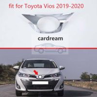 KLNU สำหรับ Toyota VIOS 2019ฝาครอบป้ายด้านหน้า,Hood Grille Grill Grild ฝาครอบรถตกแต่ง ABS Chrome ด้านหน้าเครื่องหมายทั้งสองด้านกลางสุทธิกรอบ