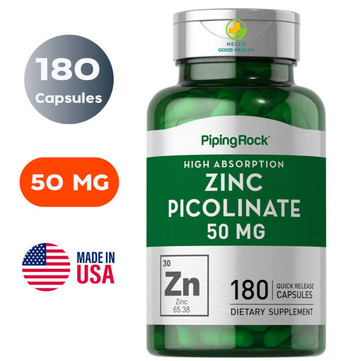 Zinc Picolinate (High Absorption Zinc) 50 mg, 180 Quick Release Capsules By Pipink Rock Lazada