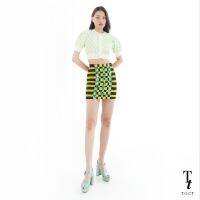 TandT - SS14S022YEL กระโปรงสั้นทรงสอบ ปักเลื่อม ลูกปัด สีเหลือง