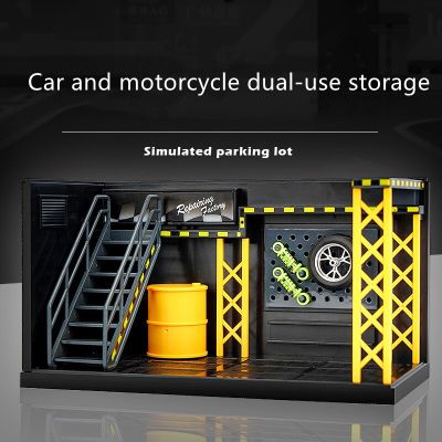 One Piece 1:24 Simulated DIY Repair Shop Alloy Light MINI Model Diecast Car Toy Garage Scene Decoration Holiday Gift Boys Toys