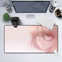 GuJiaDuo การ์ตูน Pink Hair Girl Mouse Pad แผ่นรองเมาส์แล็ปท็อป แผ่นรองโต๊ะเกม อุปกรณ์เสริมสำหรับห้องเกม แผ่นรองเมาส์อะนิเมะ Kawaii แผ่นรองเมาส์พีซี รักบี้