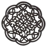 Round Cast Iron Trivet Iron Heat-Insulation Trivet Non- Potholders Vintage Pattern for Kitchen Dining Table Decor