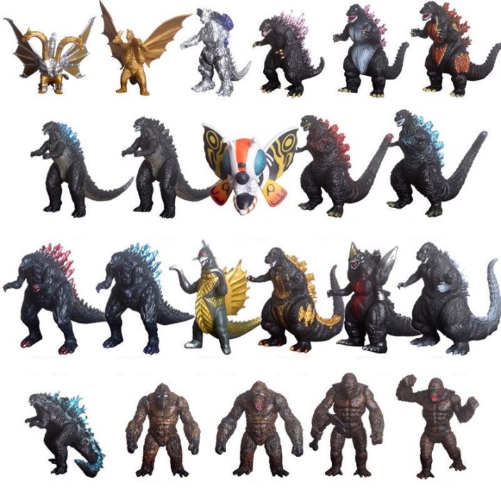 Godzilla King Kong 8cm Mothra Ghidorah Three headed dragon monster toy ...