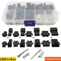 200Pcs/Box 2.54mm Pitch JST SM/Dupont Jumper Wire Connector Kit 2/3/4/5Pin Male/Female Housing Pin Header Crimp Terminal Adapter