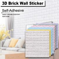 ⊕ 3D Wall Sticker 70x77 cm For Living Room Kitchen TV Backdrop Waterproof Imitation Brick Self Adhesive 10 Pcs Wallpaper