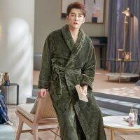 ✁ Extra longo coral fleece robe homem grosso grandes jardas M-XXXL inverno kimono homme peignoir roupão quente roupões pijamas masculino