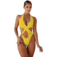 One-Piece Swimsuit For Women Sexy Cut-Out Swimwear Halter Bikinis Cross-Front Bathing Suit Hollow Backless Swimwear Brazilian