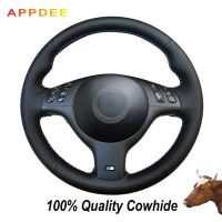 APPDEE Black Genuine Leather Hand-stitched Steering Wheel Cover for BMW E46 E39 330i 540i 525i 530i 330Ci M3 2001-2003 Steering Wheels Accessories