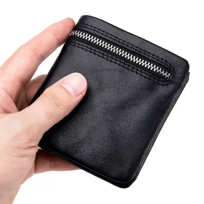 Mini Purse Men and Women Genuine Leather Ultra-thin Soft Leather Wallet First Layer Leather Wallet Short Zipper Coin Pocket