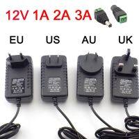 อะแดปเตอร์3000MA 2000Ma 3A 1A AC DC 12V แหล่งจ่ายไฟ EU UK ปลั๊ก AU US ขนาด5.5*2.5มม. ติดผนังสำหรับไฟแถบไฟ Led DC ตัวผู้และตัวเมีย