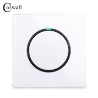 Coswall 1 Gang 1 Way Random Click On / Off Wall Light Switch LED Indicator Crystal Glass Panel White Black Grey Gold R11 Series